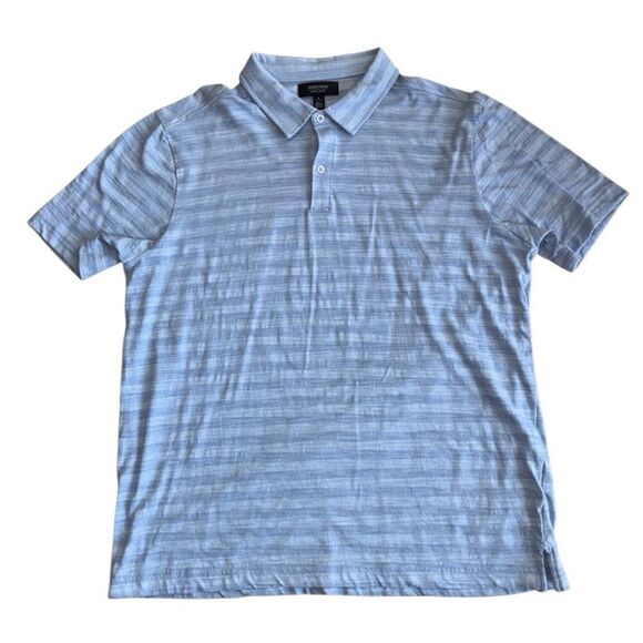 Nordstrom Men's Shop Blue Breathable Striped Golf Polo Shirt - Size Large - Picture 1 of 5